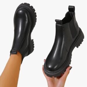 SHEIN Solid Black Moto Combat Boots Women’s Size 9